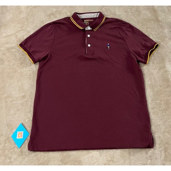 Giordano Polo Shirt Mens Size S Maroon Short Sleeve Casual Top EUC - Picture 1 of 8